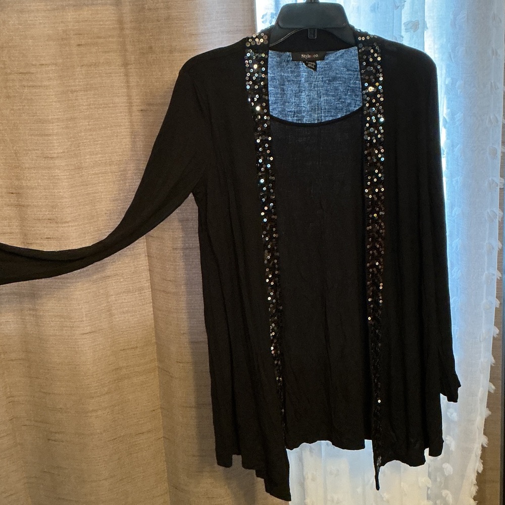 Elegant Black Cardigan with Sequins
